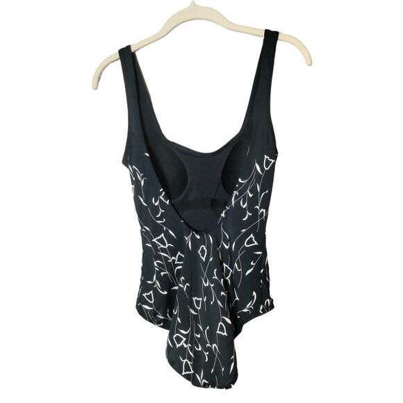 Vintage Gottex Women's Sz 10 Tulip Black and White One Piece Swimsuit - Picture 3 of 8